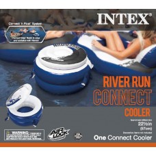 Four Intex River Run Connect Lounge Inflatable Floating Water Tubes and Cooler   